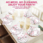 Qyeahkj 100 PCS Cherry Blossom Party Supplies Set Cherry Blossom Plates and - Image 7