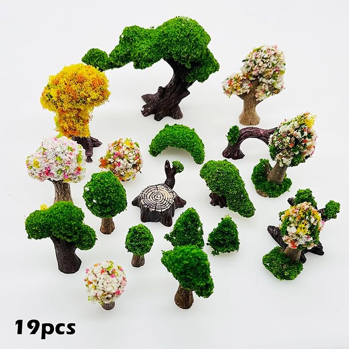 Cayway 19 PCS Miniature Fairy Garden Tree Plant Ornament, Mixed Model Trees - Image 8