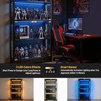 Glass Display Cabinet with Doors, 4-Tier Display Shelf - Image 3