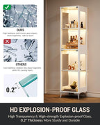 Glass Display Cabinet, 4-Tier Curio Cabinet, Adjustable Shelves, 000 Color - Image 6