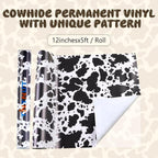 Tintnut Cow Spots Permanent Vinyl Roll 12in x 5ft Cowhide Adhesive Vinyl | - Image 2