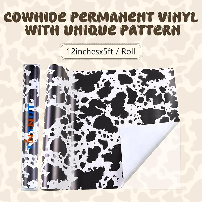 Tintnut Cow Spots Permanent Vinyl Roll 12in x 5ft Cowhide Adhesive Vinyl | - Image 2