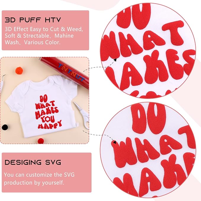 Tintnut Red Puff Heat Transfer Vinyl Roll, easy cut & weed, stretch washable - Image 5