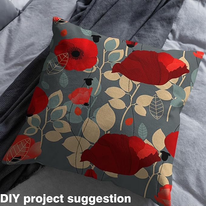 Poppy Flower Upholstery Fabric by The Yard, Garden Floral Bltanical Outdoor - Image 4