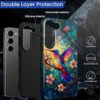 for Samsung Galaxy S23 Case, Stained Glass Hummingbird Pattern Glossy 2 in 1 - Image 3