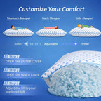 Queen Size Pillow 1 Pack for Sleeping, Cooling Adjustable Memory Foam Pillow - Image 7