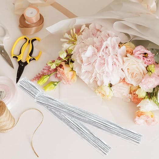 100 Pcs White Paper Wrapped Floral Stems Wire, 14 Inch 18 Gauge, Crafts Supplies - Image 7