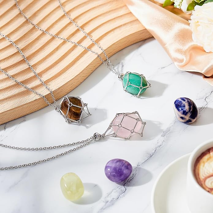 Tondiamo 3 Pcs Adjustable Crystal Necklace Holder, Titanium Alloy Empty Stone - Image 6