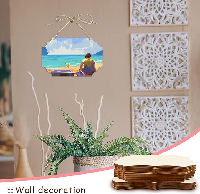 FSWCCK 24 Pieces Unfinished Hanging Wood Sign Blank - Image 6