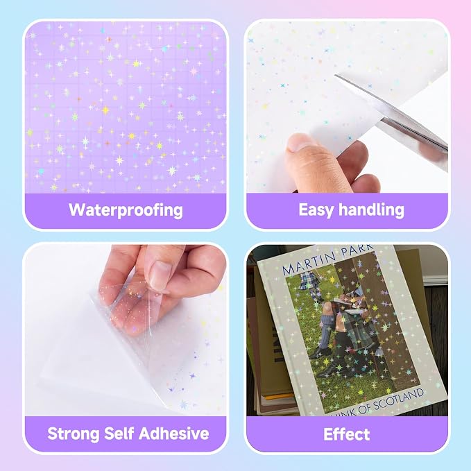 36 Sheets Holographic Sticker Paper Transparent Holographic Laminate Sheets | - Image 7