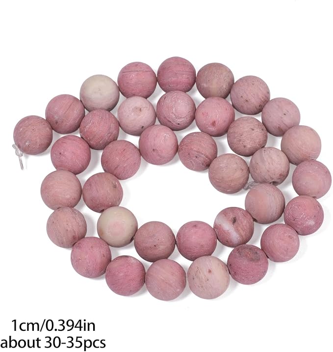 10mm Matte Pink Rhodochrosite Bead, 15-Inch Matte Round Loose Stone Beads - Image 9