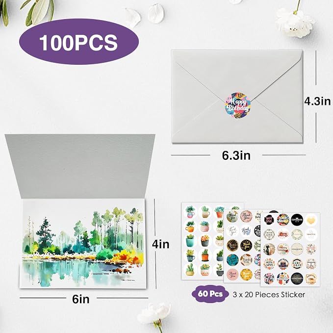 50 Pack Foldable Blank Watercolor Cards - Image 5