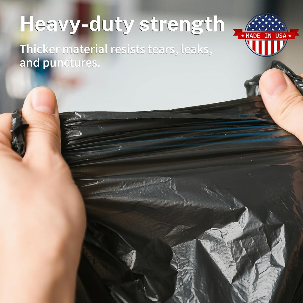 Heavy Duty Trash Bags 55-60 Gallon, Black - 100 Count Bulk Pack | 38" x 58" | Durable & Tear-Resistant Garbage Bags for Home, Commercial, Construction & Outdoor Use | Made in USA