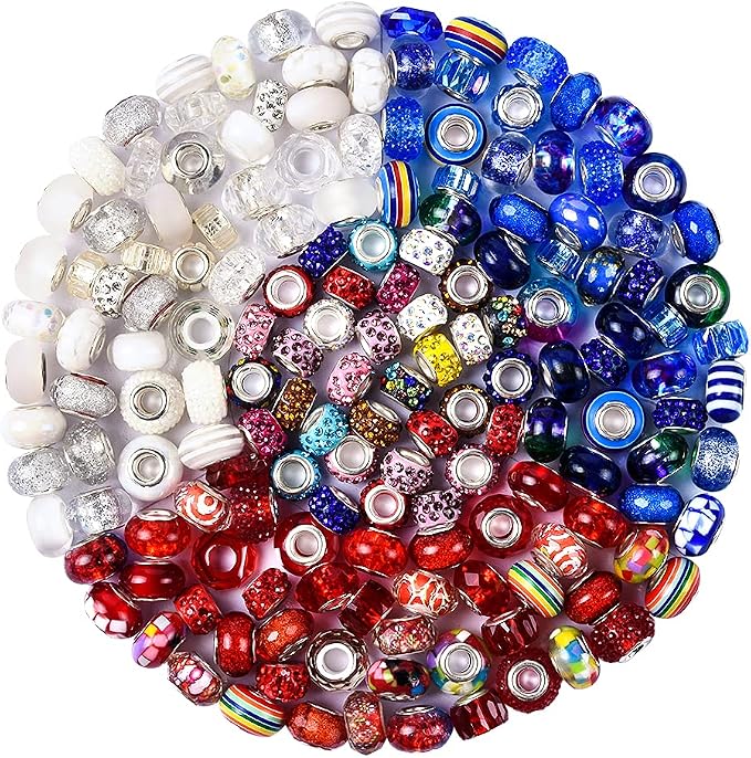 Aipridy Assortment European Large Hole Beads Spacer Beads Rhinestone Craft Beads by AIPRIDY