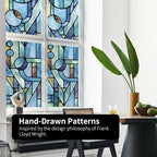 Original Hand Drawn Faux Stained Glass Window Film, Double-Sided Privacy Static - Image 3