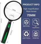 Feosky Handheld Reading Magnifier, 10X Magnifier, 75mm Shatterproof Lens - Image 2