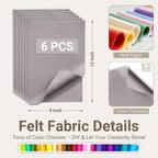 Light Gray Soft Felt Sheets for Crafts, 1.6mm Thick, Kids' Crafts, DIY Projects - Image 2