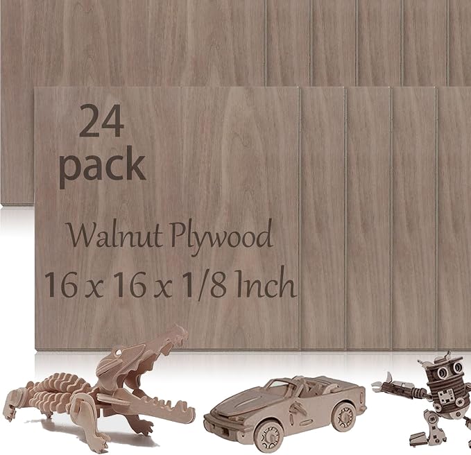 24 Pcs Walnut Unfinished Wood Craft, School DIY Projects, CNC Cutting, and Wood by Vemkyrio