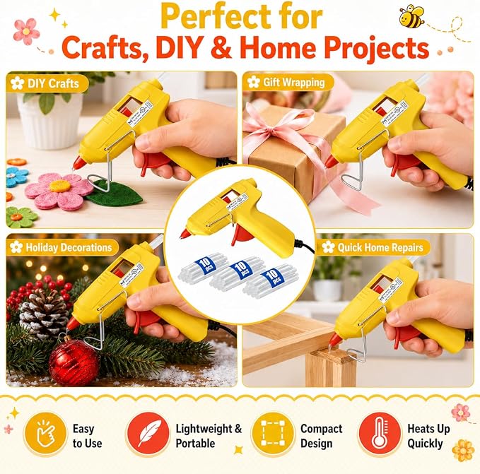 Mini Hot Glue Gun Kit with 30 Glue Sticks and Carrying Case, 15W Fast - Image 5