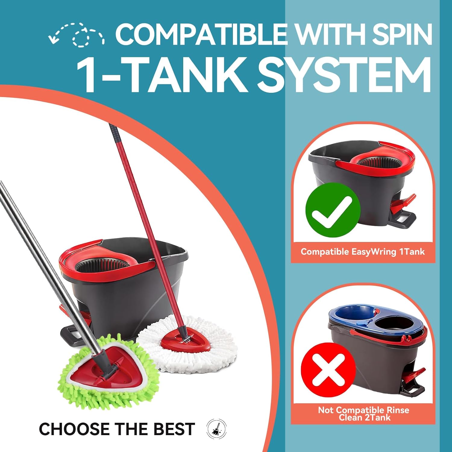 12 Pack Mop Replacement Heads for O-Ceda Mop Replace Head EasyWrin Spin Mop Heads Replacements, Microfiber Spin Mop Refills, Cleaning Mop Head for Living Room and Bath