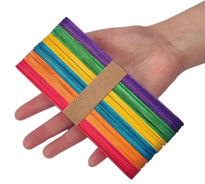 WISYOK 120 Pcs 6” Colored Jumbo Wooden Craft Sticks - Image 4