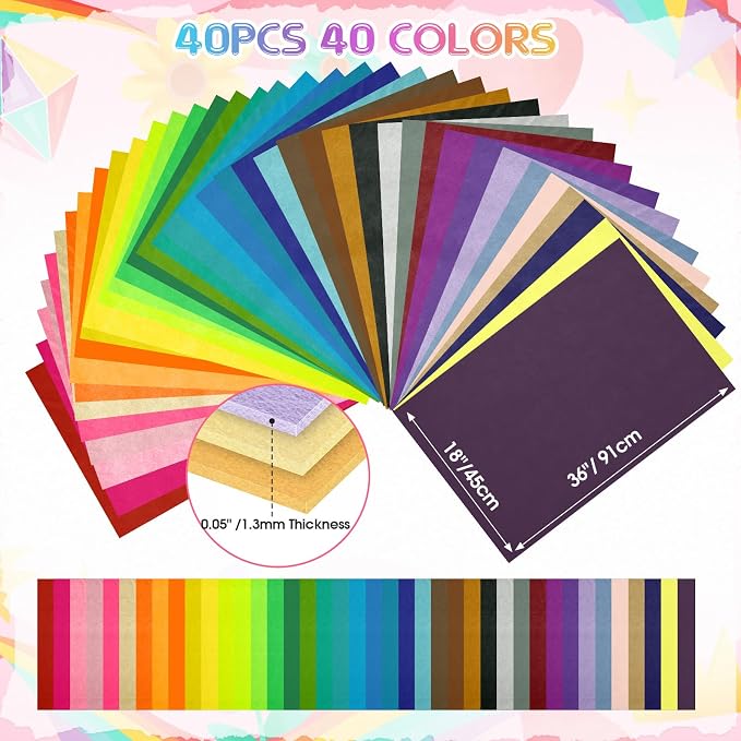 Hillsuren 40 Rolls 18 x 36 Inches Felt Sheet - Image 2