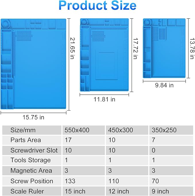 STREBITO Soldering Mat Electronics Repair Mat, Silicone Work Mat Heat Resistant - Image 9