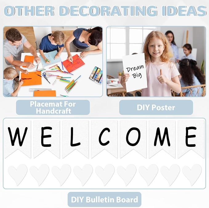 Qyeahkj White Bulletin Board Paper Roll White Bulletin Board Background Paper - Image 4