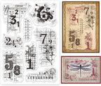 GLOBLELAND Vintage Numbers Background Clear Stamps Retro Daisy Transparent by GLOBLELAND