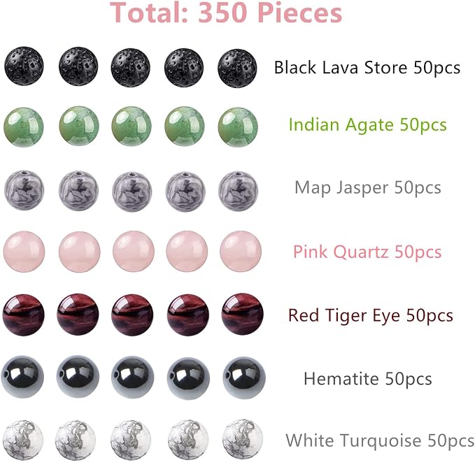 350pcs 4mm Natural Stone Beads Crystal Bracelet Jewelry Making Kit | - Image 2