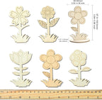 30 pcs 6 Styles Spring Flower Theme Unfinished Wooden Cutout Charms Cute Floral - Image 2