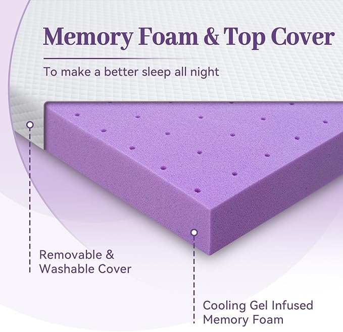 SINWEEK 2 Inch Gel Memory Foam Mattress Topper Twin XL Size/Twin Extra Long - Image 7
