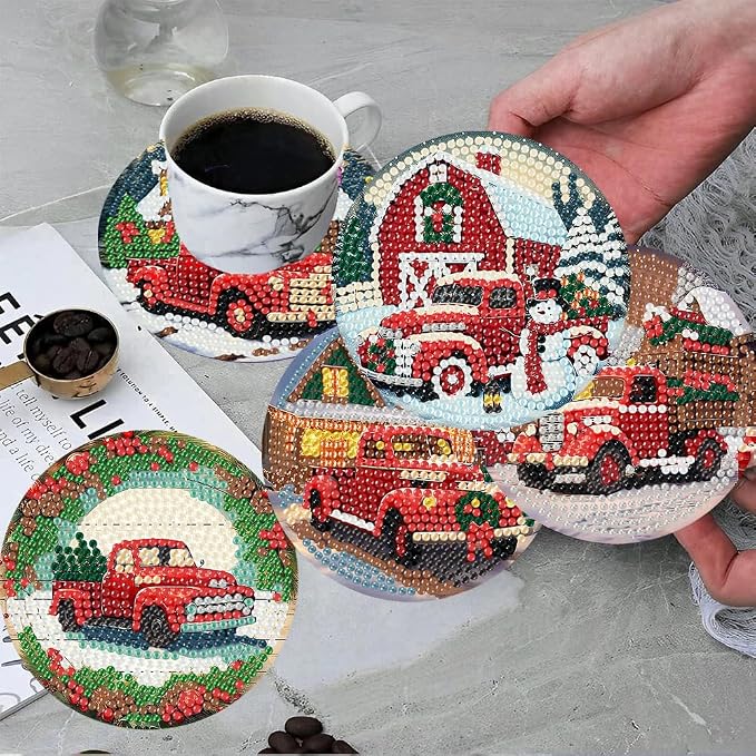 ijbnhd 8 PCS Christmas Diamond Art Coasters Kit - Image 4