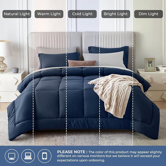 Sasttie Queen Comforter Set, 7 Pieces Bed in a Bag Queen, Complete Bedding Set - Image 8