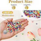 1000PCS 8mm Acrylic Beads for Bracelets, Colorful Round Sparkle Spiral Bead - Image 2