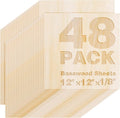 48 Pack Basswood Sheets 12"x12"x1/8", 3mm Basswood by Axincheng