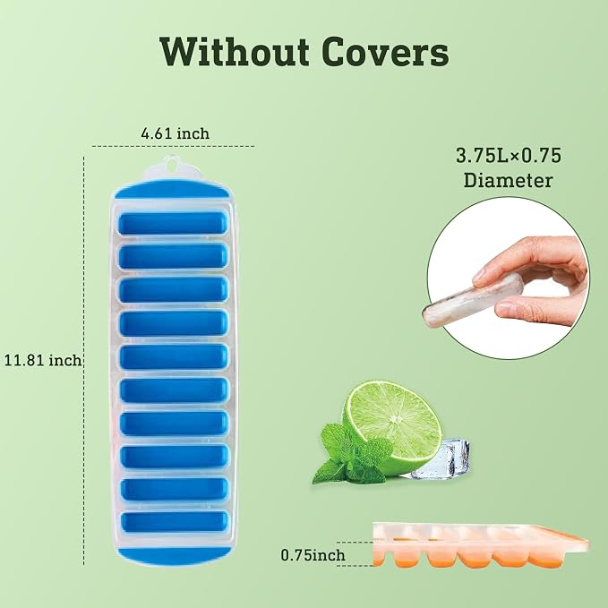 Lily's Home Set of 4 Silicone Ice Cube Tray without Lid, Stackable Design - Image 2