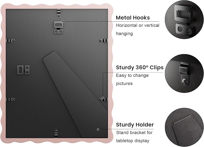 8x10 Picture Frame with Mat for 5x7, Wavy Edge Wooden Real Glass Photo Frame - Image 4