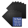 12 Pack Black Plastic Sheet 12x16x0.04 in Flexible High Tensile Plastic Sheets by Polvtor