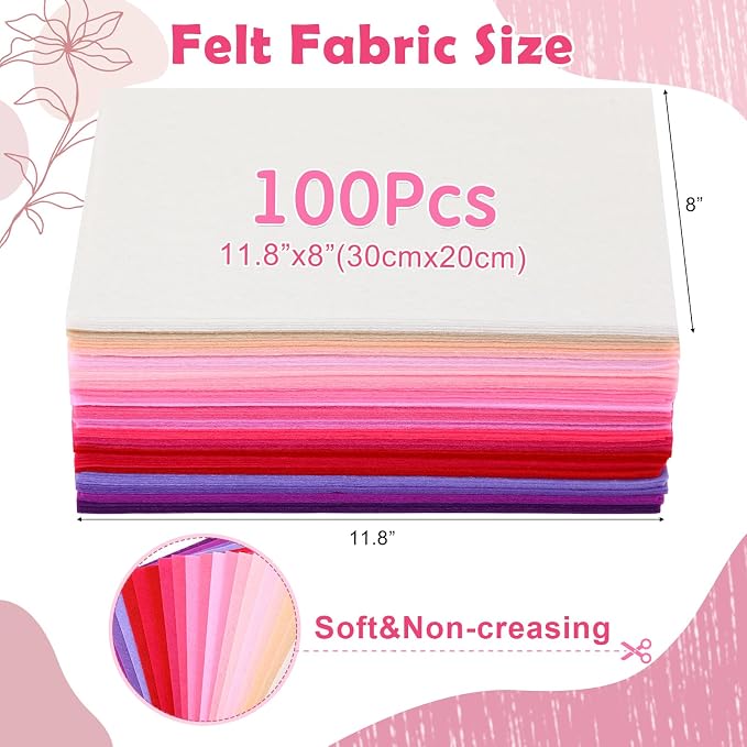 Tegeme 100 Pcs 8 x 12 Inches Felt Fabric Sheet - Image 3