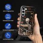Case for Samsung Galaxy S23 Case, Skeleton Reader Goth Floral Design Hybrid - Image 5