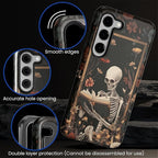 Case for Samsung Galaxy S23 Case, Skeleton Reader Goth Floral Design Hybrid - Image 3