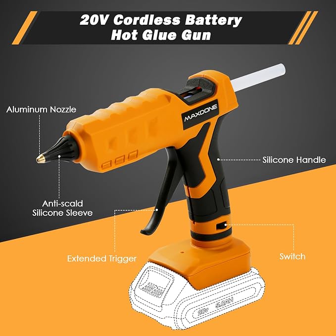 100W Cordless Hot Glue Gun for DeWalt 20V MAX Battery Wireless Power Glue Gun - Image 5