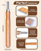 UCEC 12 Pack Linocut Wood Carving Tools Set Linoleum Hand Wood Carving Kit - Image 3