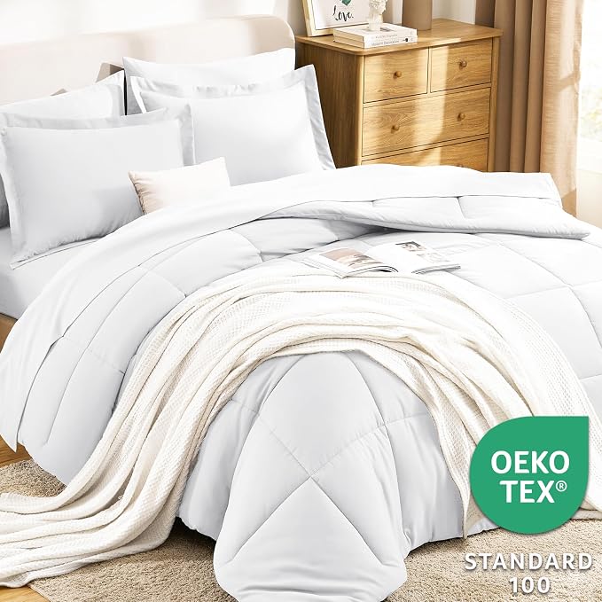 CozyLux Twin XL Comforter Set White - Image 3