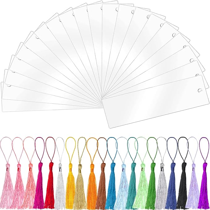 Clear Acrylic Bookmark, BetterJonny 20 Set Plastic Blank Book Page Mark by BetterJonny
