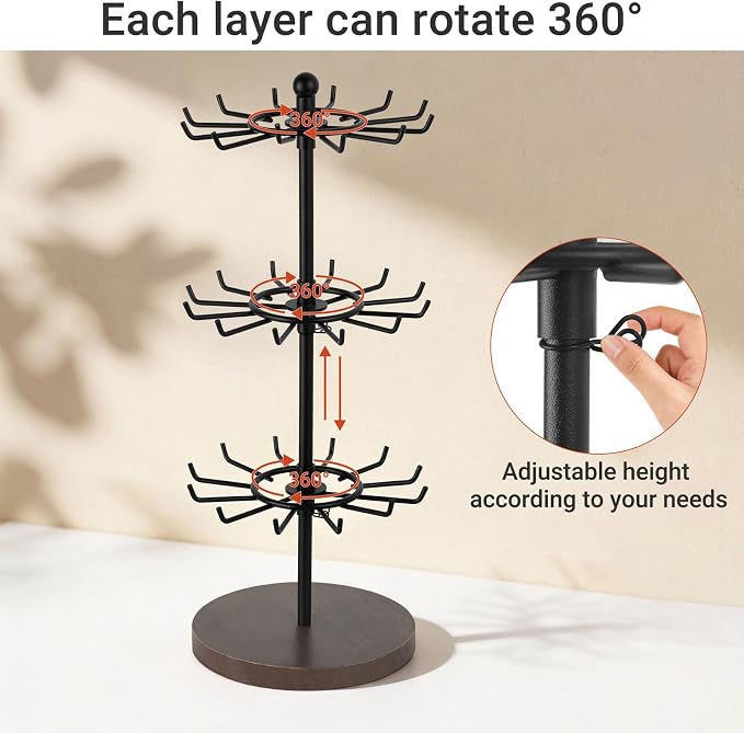 Mkono Bracelet Holder Gold Metal Rotating Bracelet Display Stand 3 Tier Jewelry - Image 5