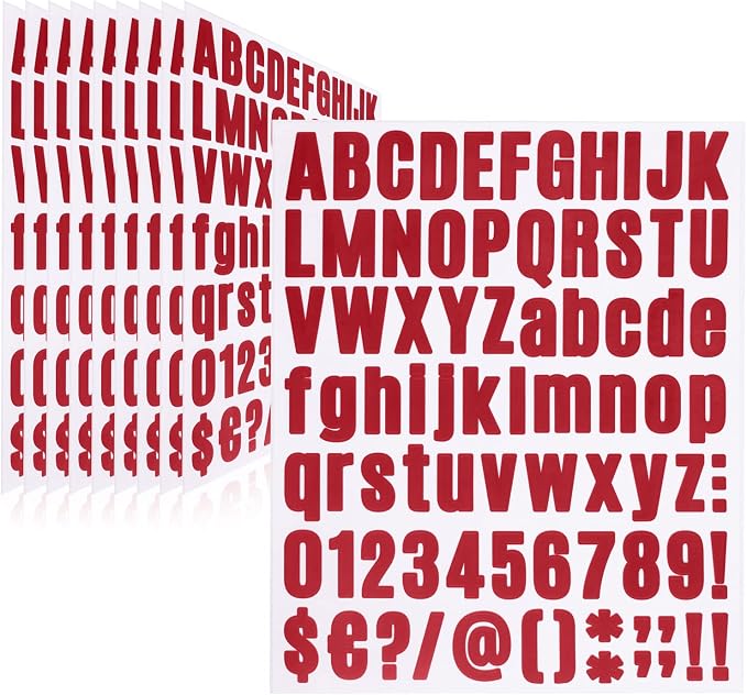810 Pieces 10 Sheets Letter Stickers, Self Adhesive Vinyl Waterproof Mailbox by Llewyn