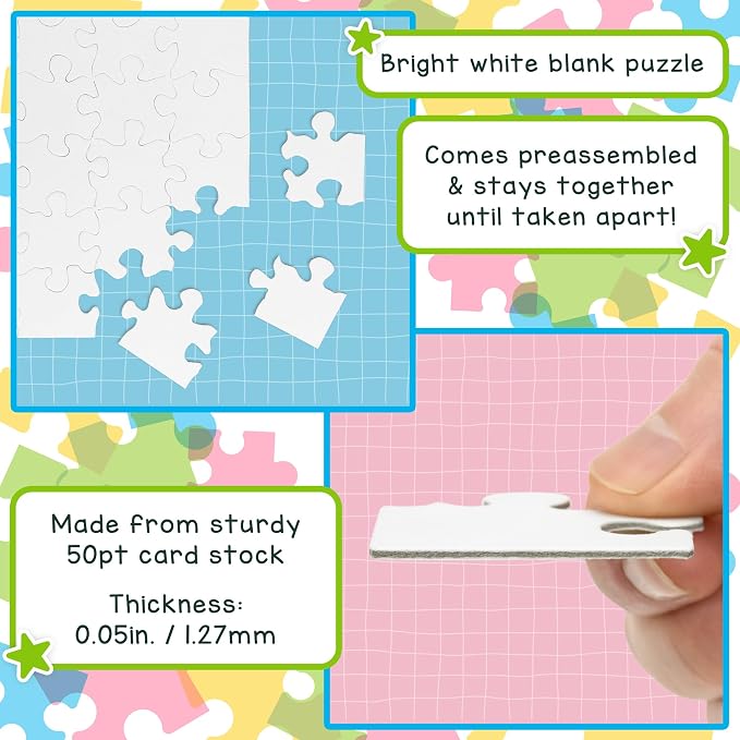 Hygloss 12 Blank Jigsaw Puzzles – 5.5 x 8 Inch, 12 Pieces Each – DYI Party - Image 4