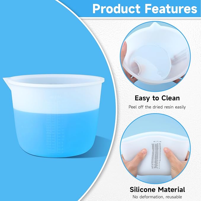 Gartful 1000ml Reusable Silicone Resin Cups, Large Silicone Mixing Bowl - Image 5